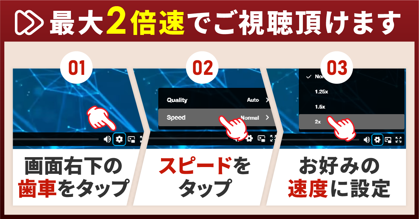 最大2倍速でご視聴頂けます